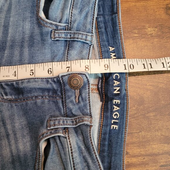 American Eagle Jeans 2 R Super Stretch Low Rise Jegging Ripped - Picture 10 of 13